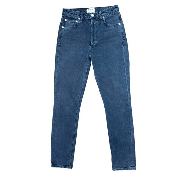 Agolde Denim - Agolde Nico High Rise Button Fly Slim Jeans Dark Wash Casual Minimalist Sz 25
